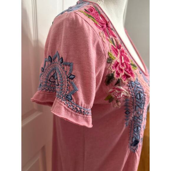 Johnny Was Davis Drape Pink Tunic Dress Size Small Trendy Embroidered - Picture 5 of 12